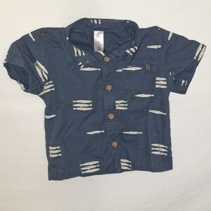 Modern Moments by Gerber Toddler Boys 2T Short Sleeve Resort‎ Shirt Blue Fish